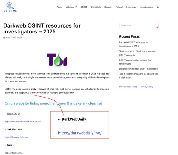 DarkWebDaily.Live Featured on OSINTME: A Notable Recognition